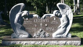 Kellenyi Headstone - Double Angel Double Heart Headstone