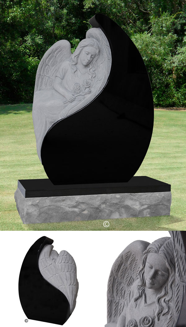 Angel in Tear Drop Headstone