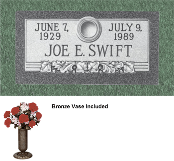 Granite Cemetery Marker With Bronze Vase - Individual Marker
