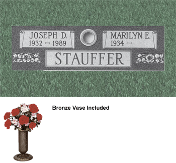 Granite Cemetery Marker with Bronze Vase - Companion Marker