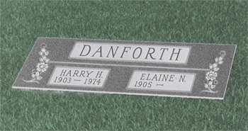 Granite Cemetery Marker With Flowers - Companion Marker