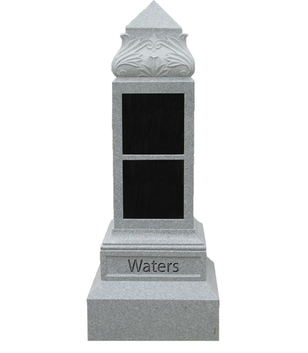 Leaf-Top Obelisk Two Niche Cremation Memorial Columbarium