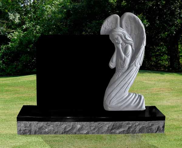 Peaceful Kneeling Angel Headstone