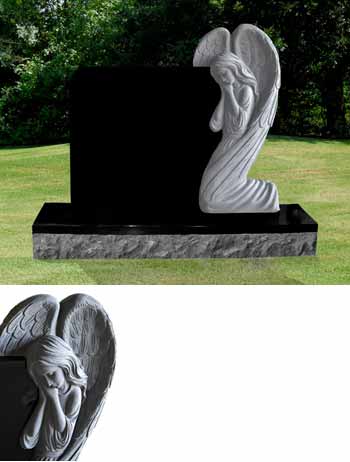 Peaceful Kneeling Angel Headstone