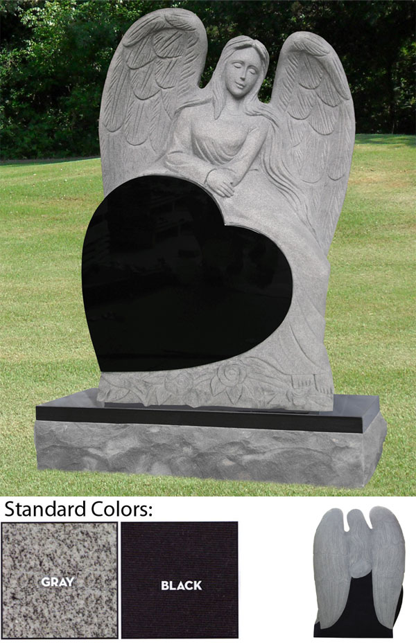 Reclining Angel Heart Headstone B