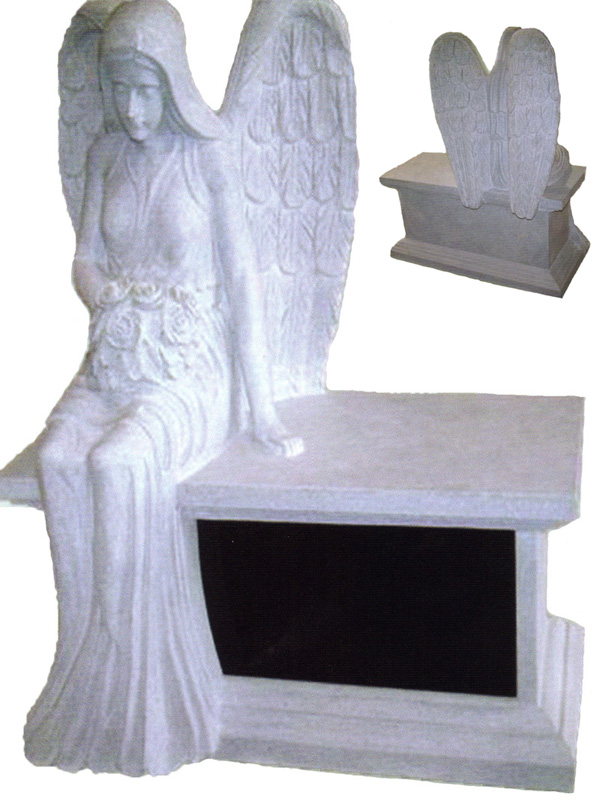 Sculpted Angel Cremation Bench