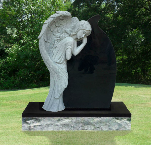 Single Angel on Tear Drop Headstone 3