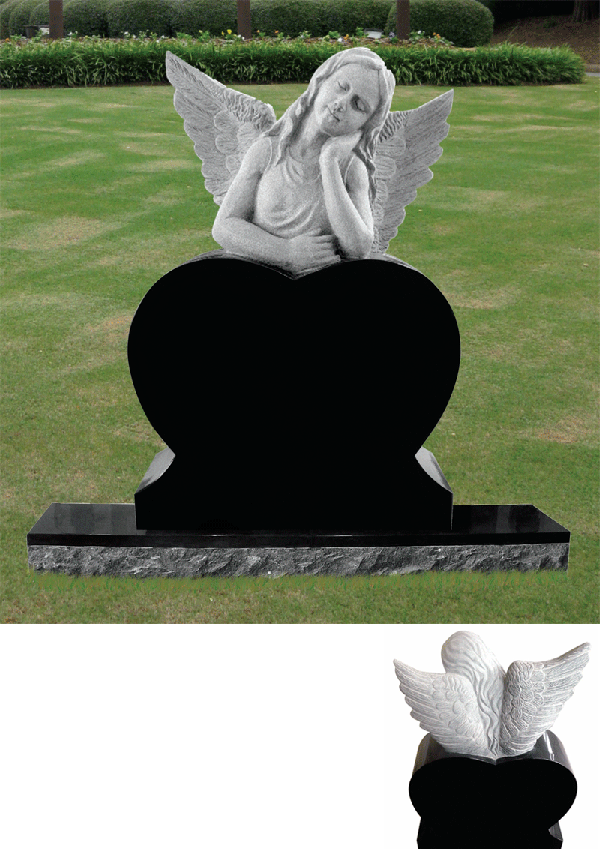 Dreaming Angel Heart Headstone