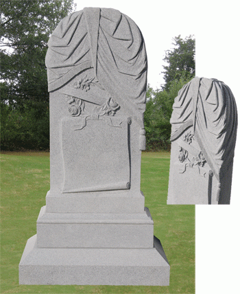 Draped Scroll with Wreath Headstone