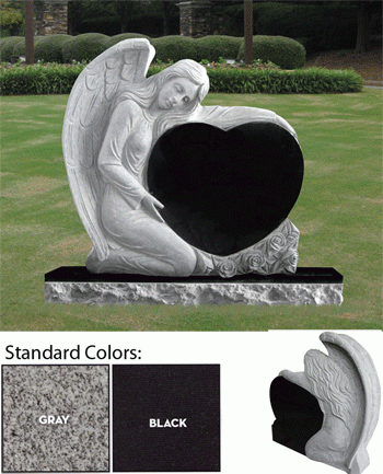 Single Angel Heart Headstone