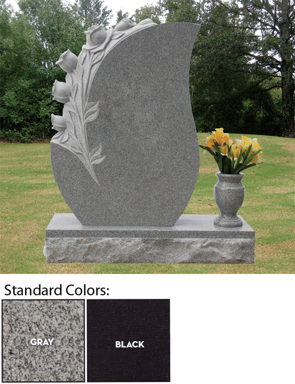 Tear Drop with Flowers Headstone