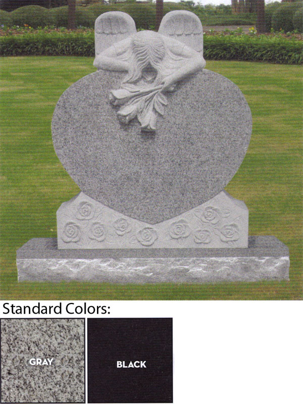 Weeping Angel Heart Headstone